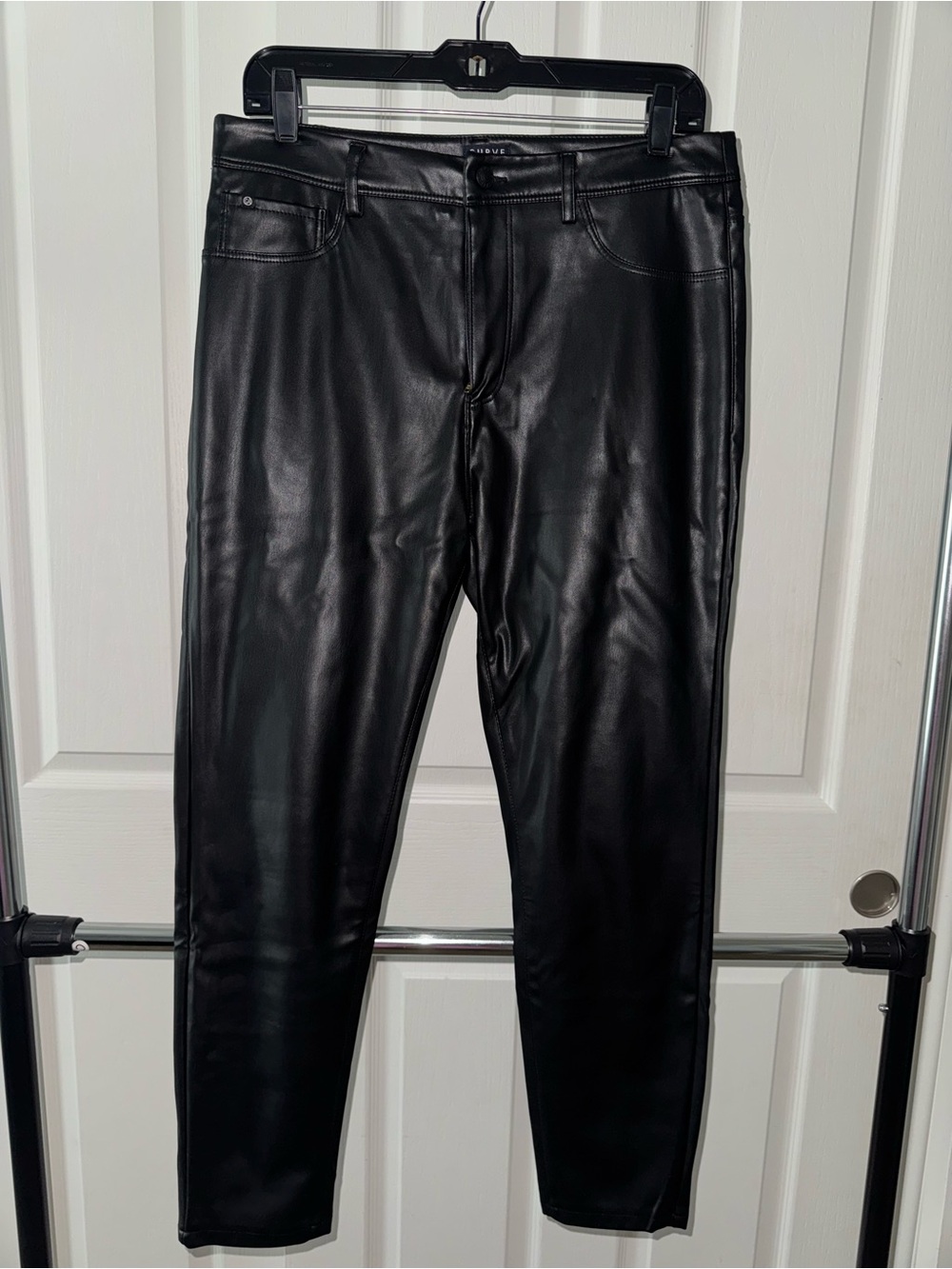 Women's Cuve Appeal Black Faux Leather Ponte Pants